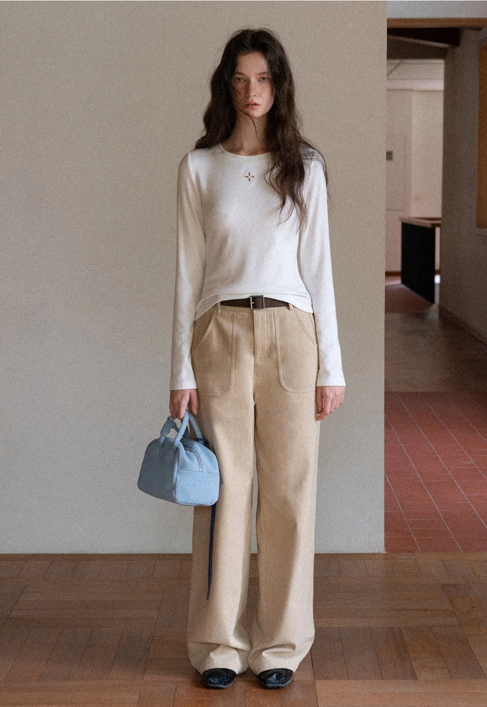 Women's Elegant Fleece-Lined Brushed Straight-Leg Casual Trousers