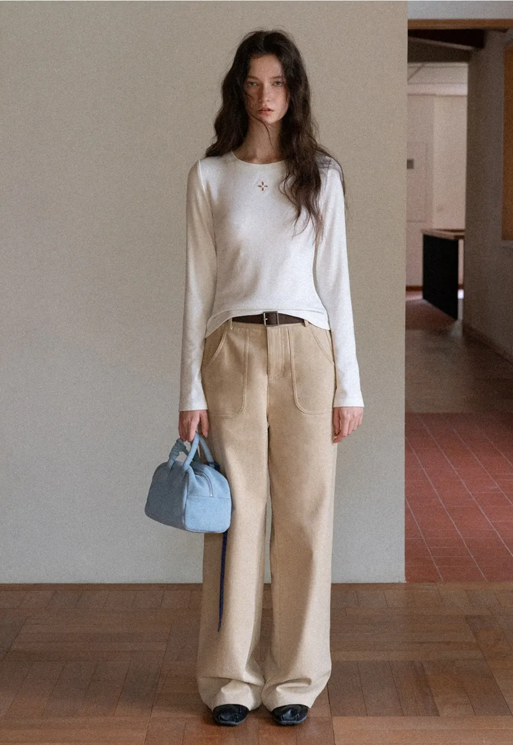 Women's Elegant Fleece-Lined Brushed Straight-Leg Casual Trousers