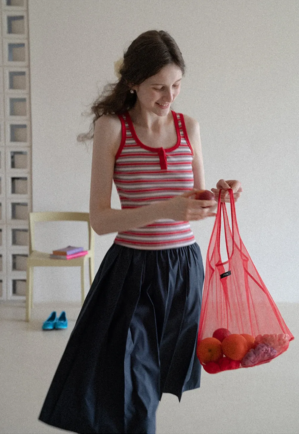 Women’s Striped Ribbed Henley Tank