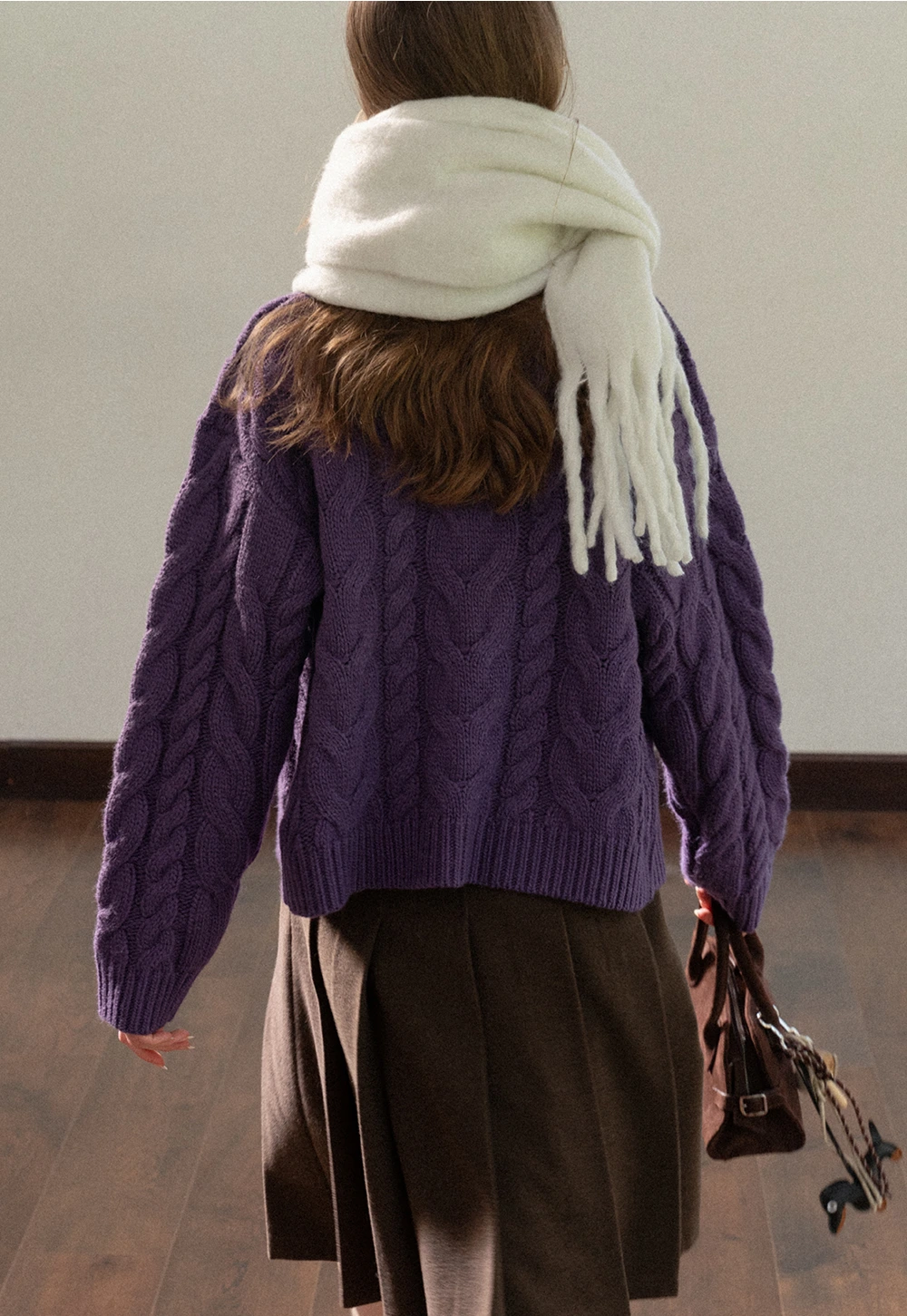 Stand-Collar Cable Zip Sweater