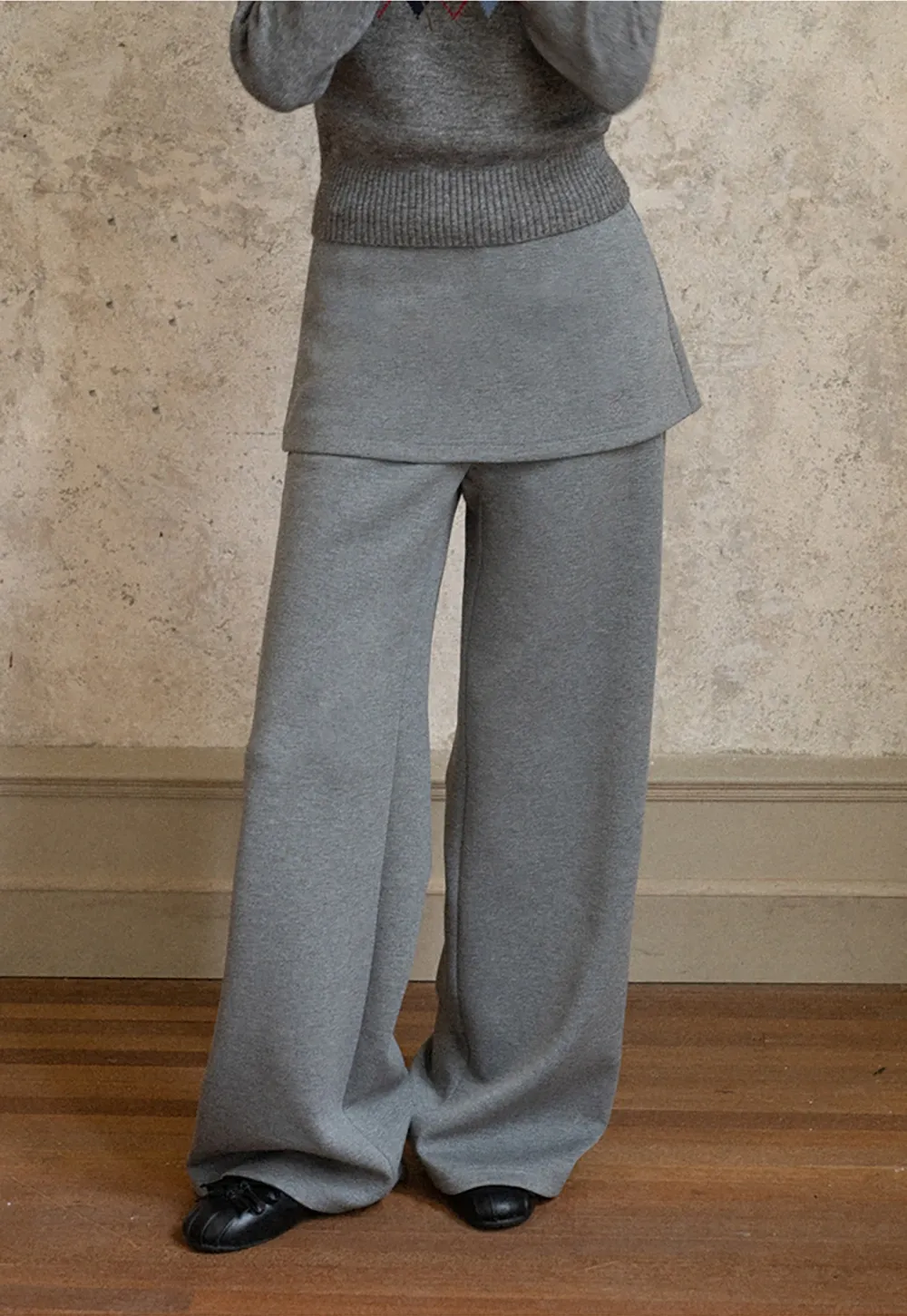 Women High Waist Wide Leg Skirted Lounge Pants