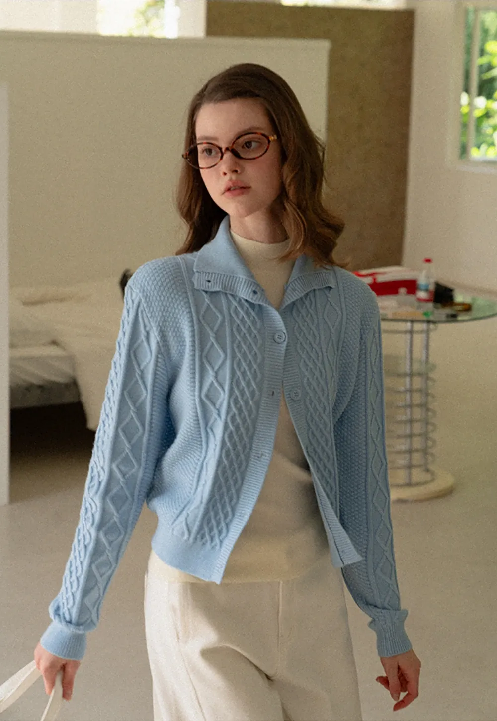 Cable Knit Cropped Cardigan