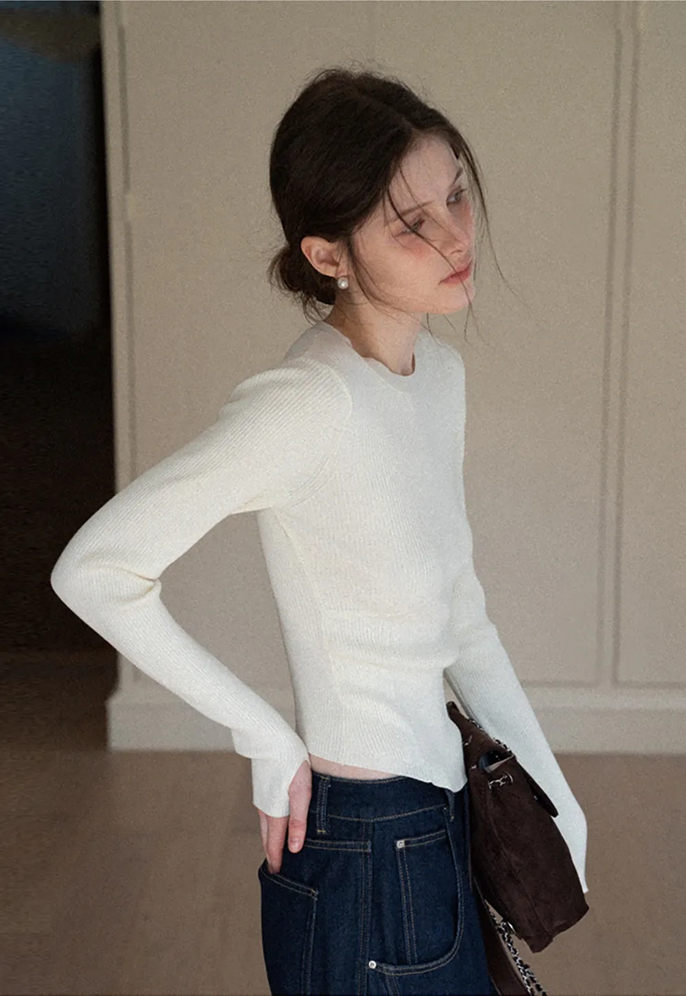 Women Basic Ribbed Sweater for Layering