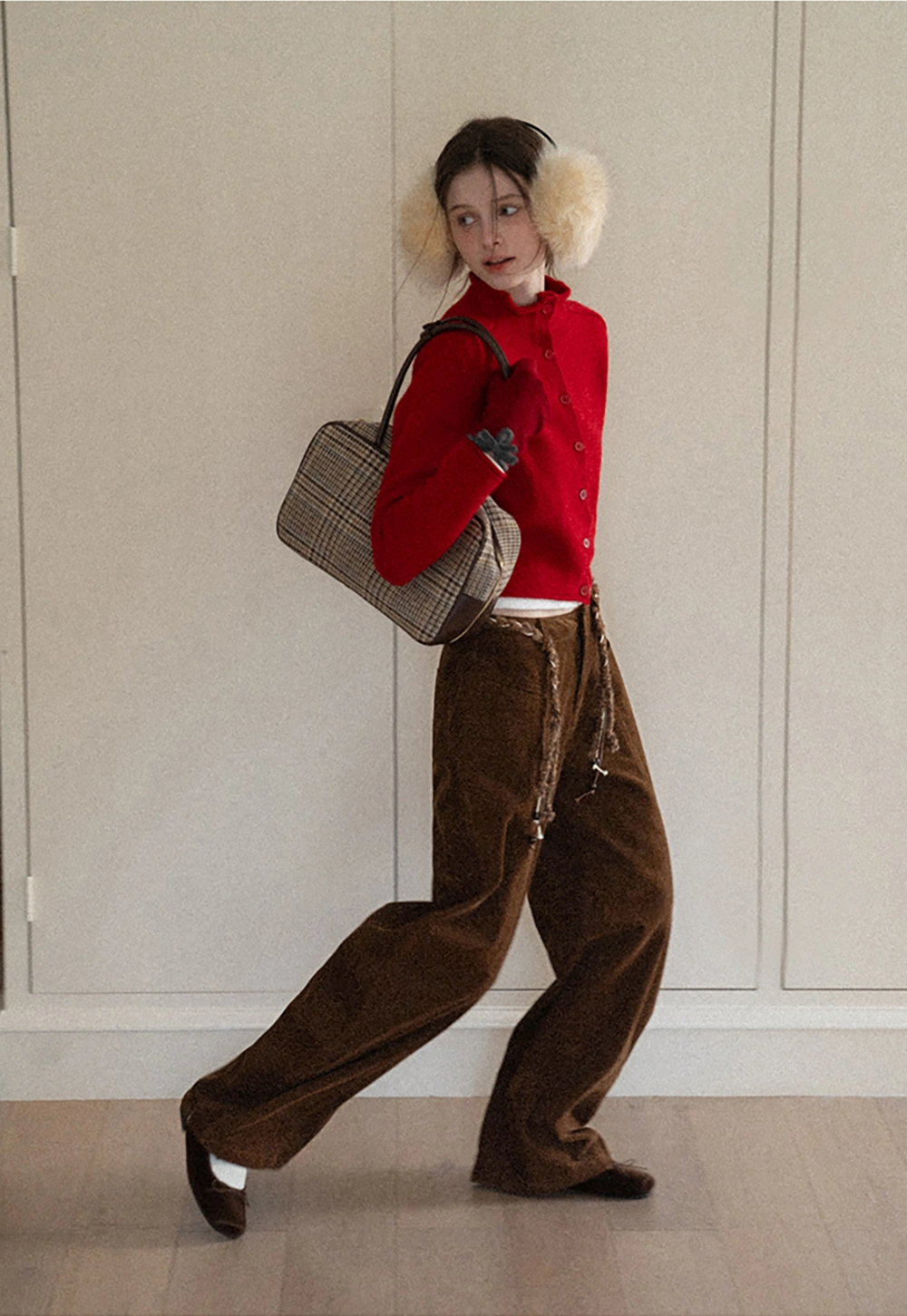 Women Wide-Legged Brown Corduroy Pants