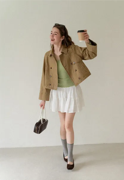 Cropped Double Breasted Short Jacket