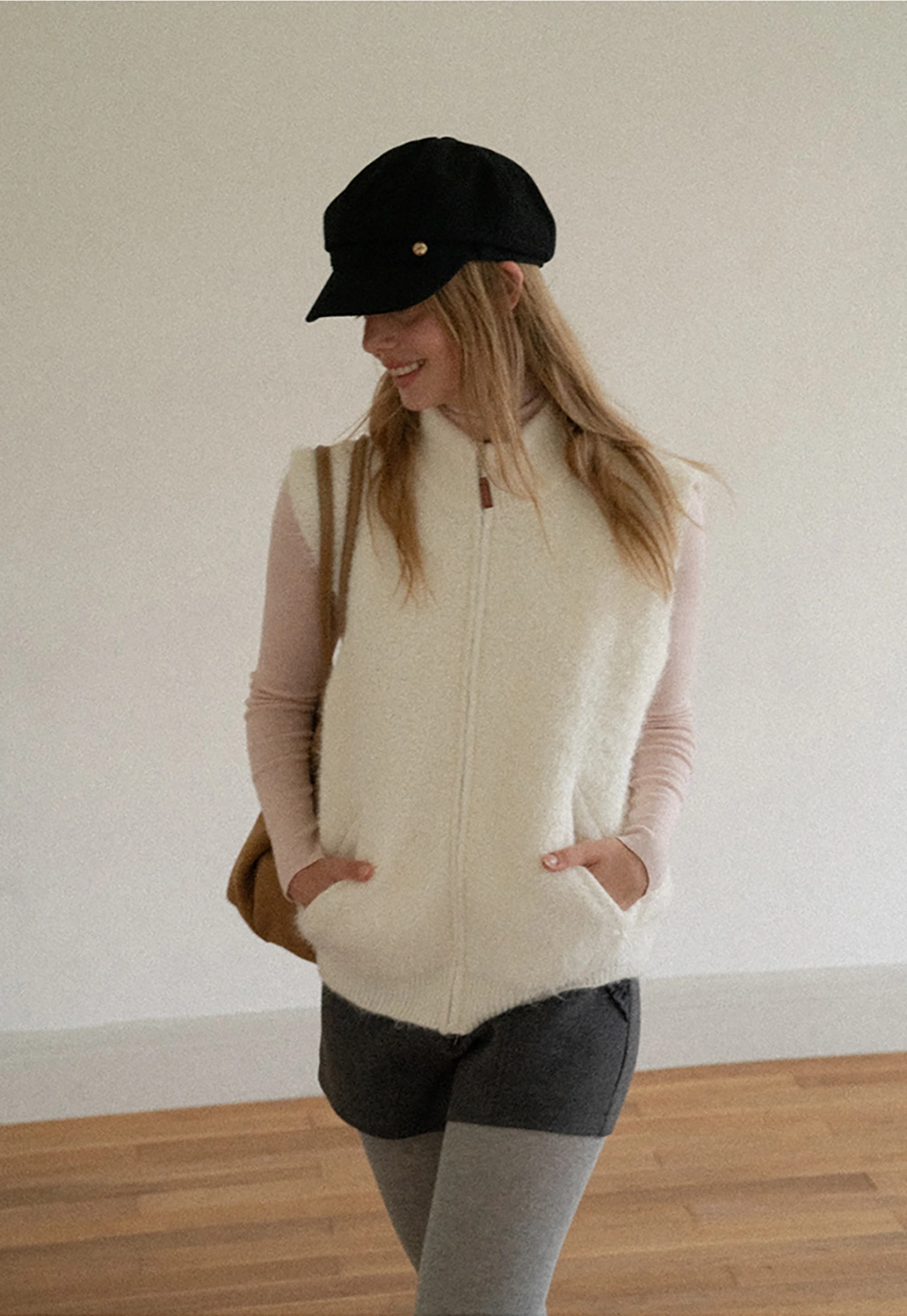 Structured Peak Cap with Gold Tone Button