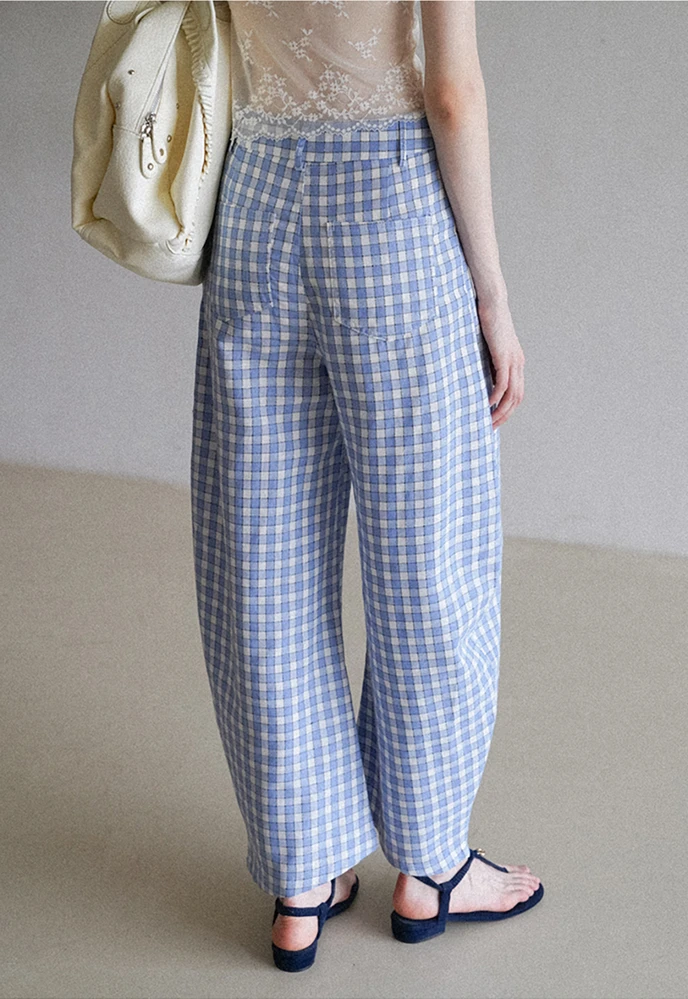 Women’s Gingham Wide-Leg Pants