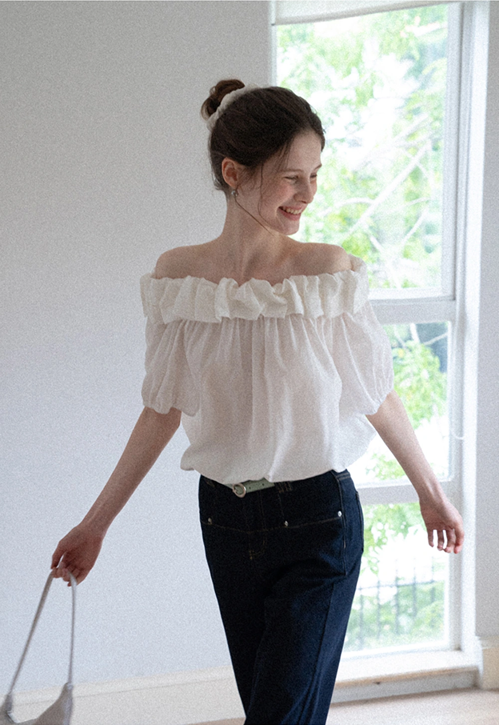Ruffled Off-Shoulder Peasant Blouse
