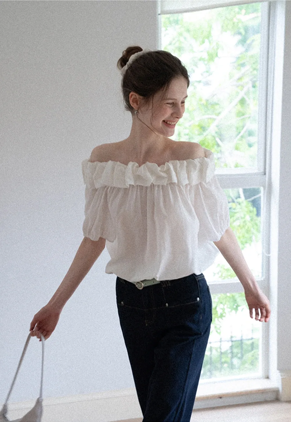 Ruffled Off-Shoulder Peasant Blouse