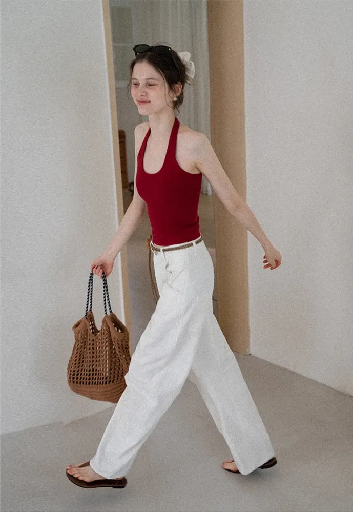 Women's Ribbed Halter Tank Top