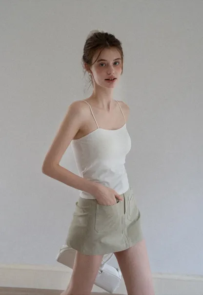 Women High Waist Belted Pocket Mini Skirt