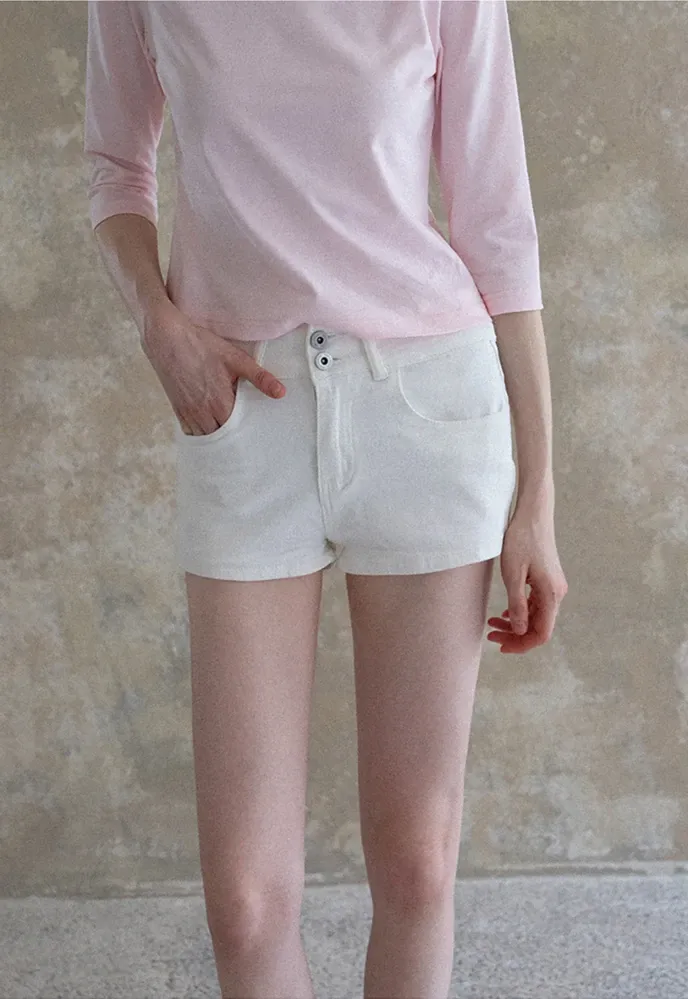 Women High Rise Stretch Denim Pocket Shorts