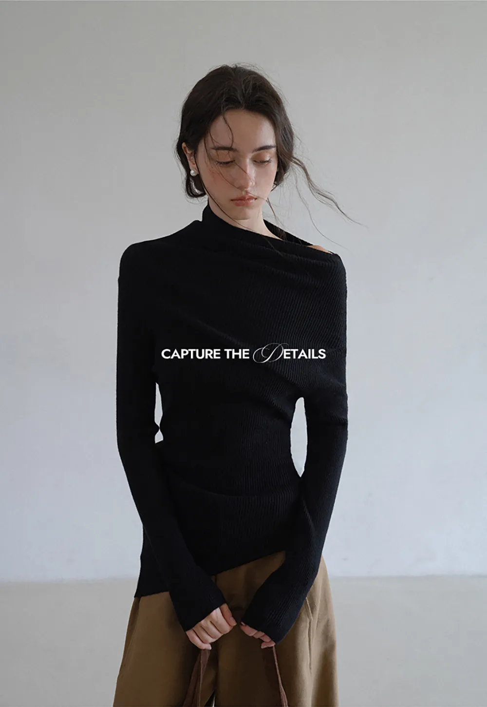 Asymmetric Turtleneck Knit Top