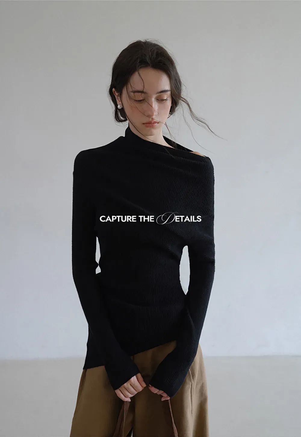 Asymmetric Turtleneck Knit Top