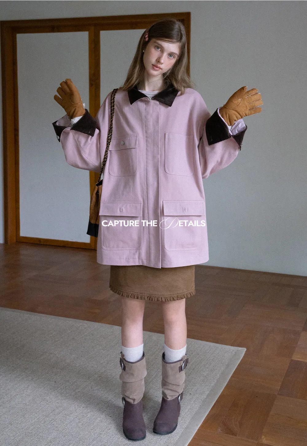 Contrast Collar Pocket Jacket