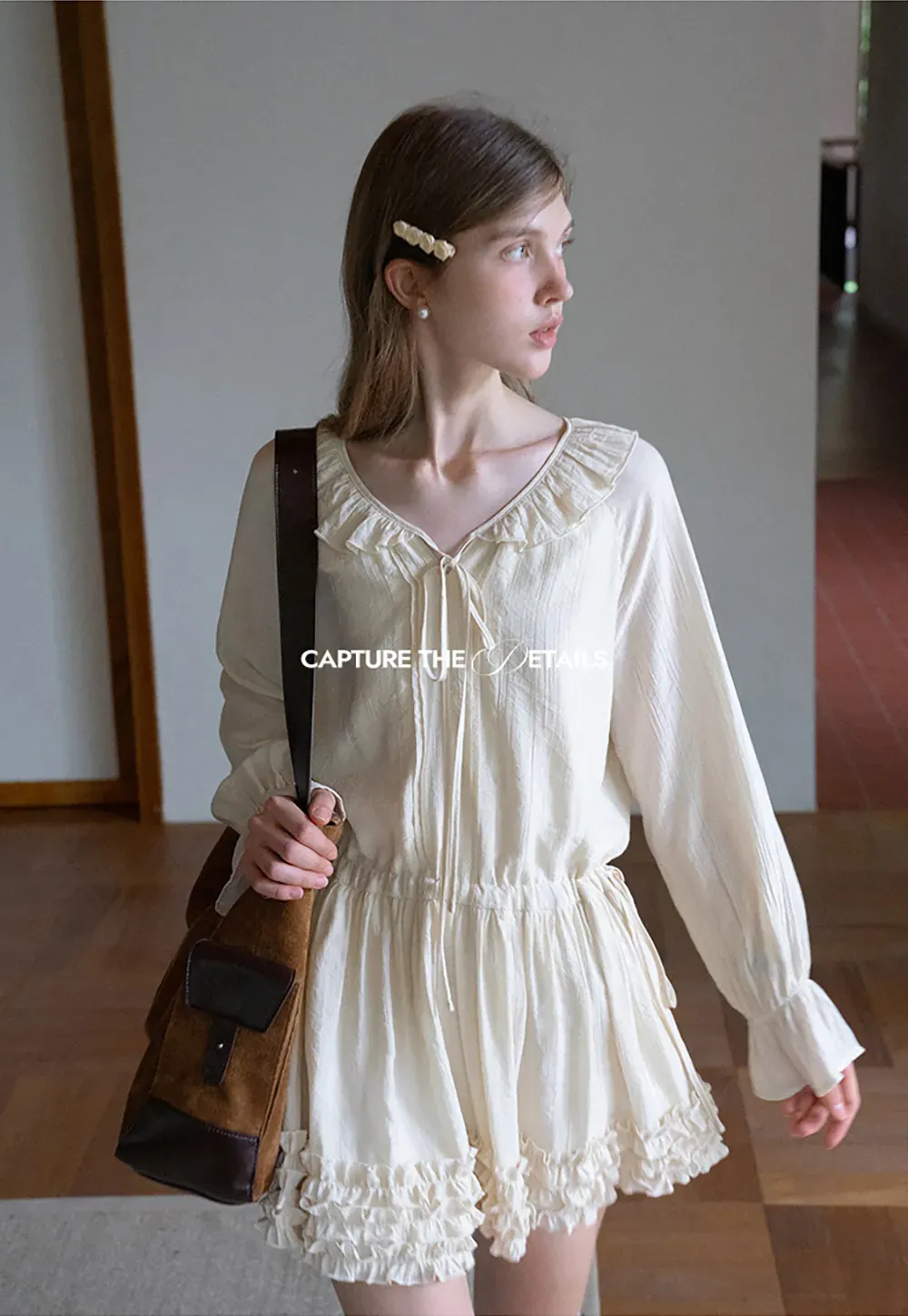 Ruffled Long Sleeve Mini Dress