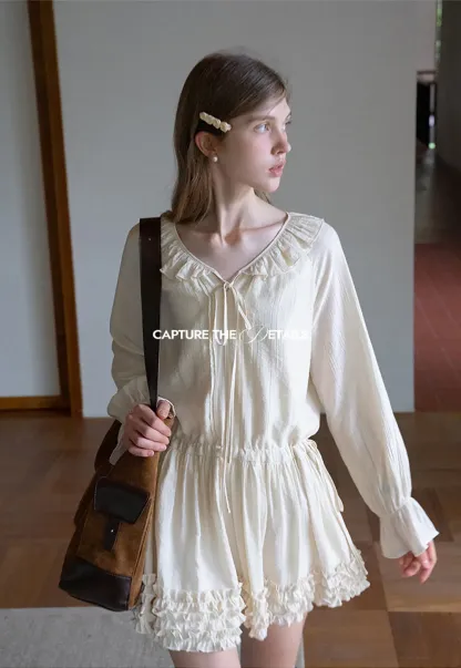 Ruffled Long Sleeve Mini Dress