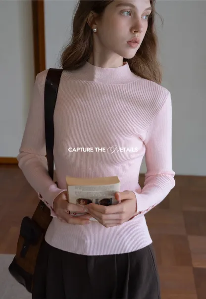 Womens Mock Neck Knit Top