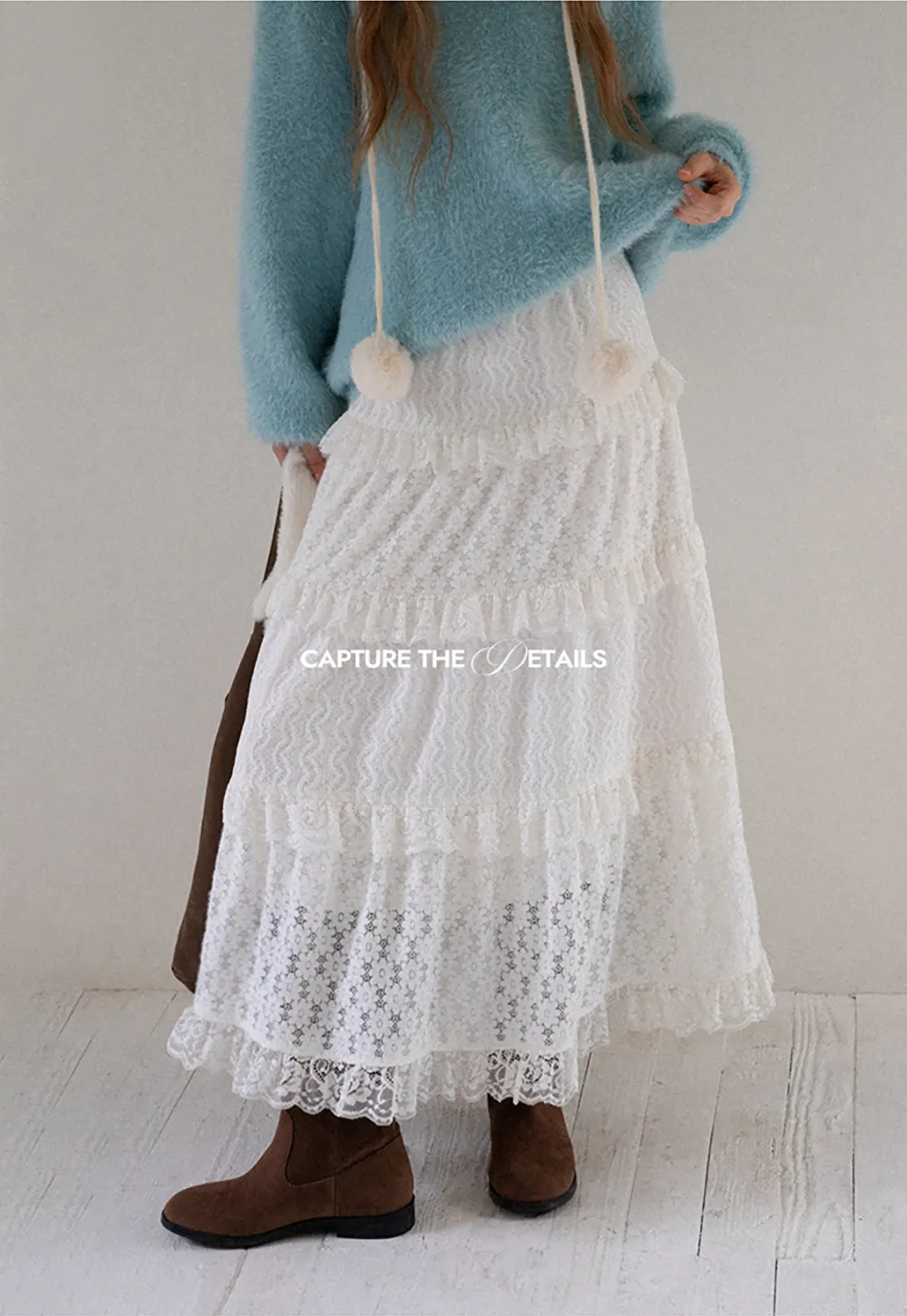 Tiered Lace Midi Skirt