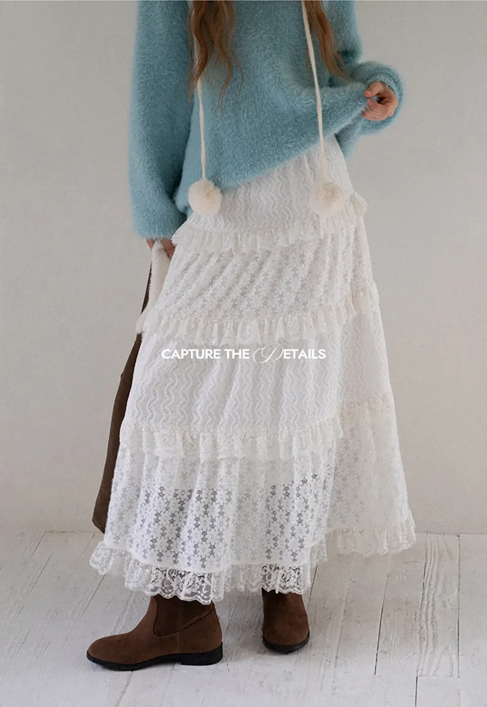 Tiered Lace Midi Skirt