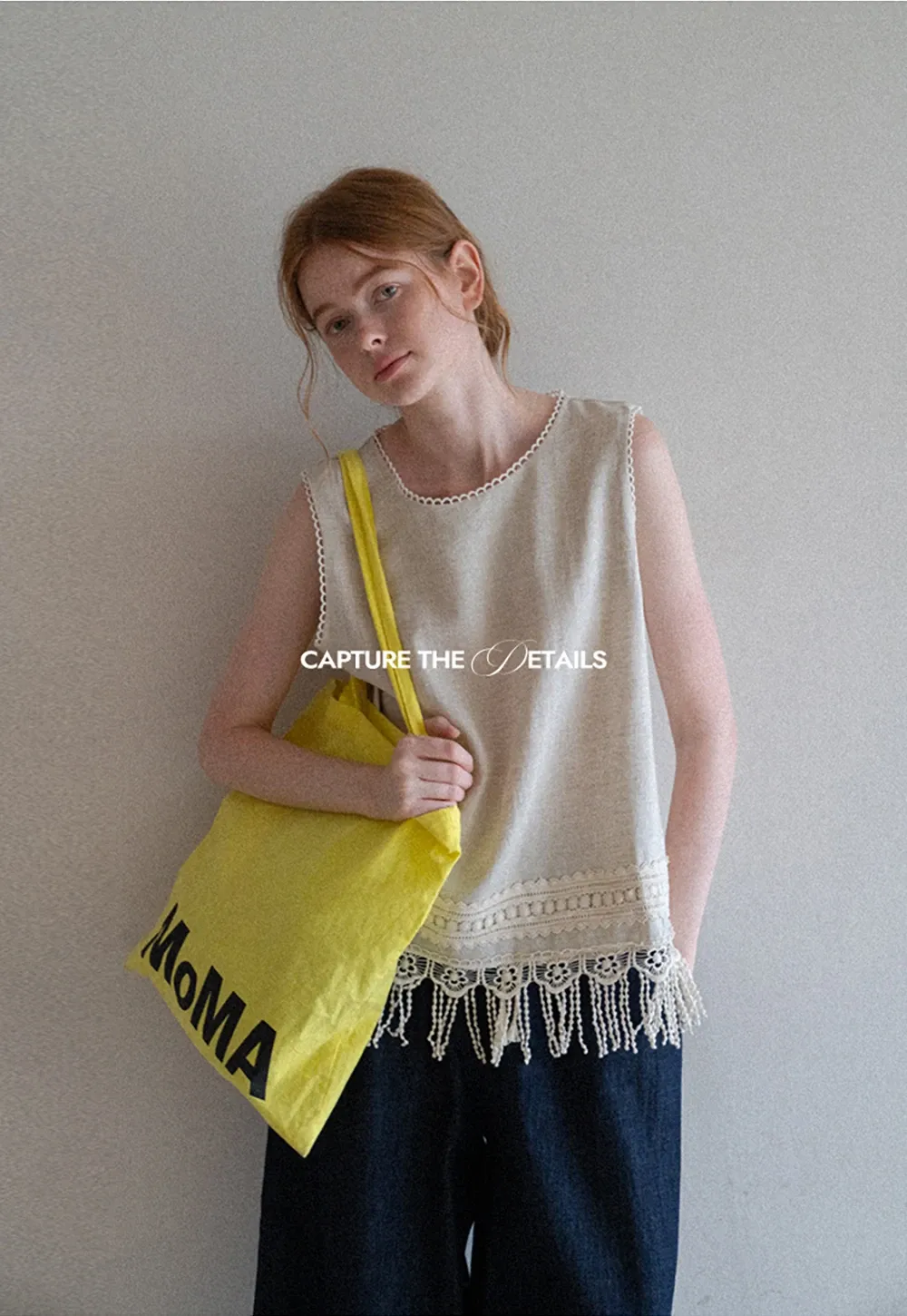 Lace Trim Tank Top with Tassel Hem