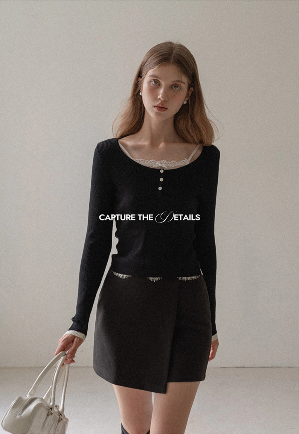 Faux Two Piece Wool Blend Mini Skirt