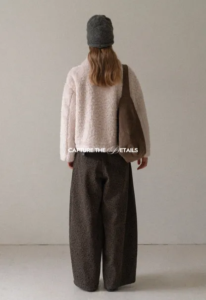 Women Faux Shearling Jacket Short Teddy Coat Winter