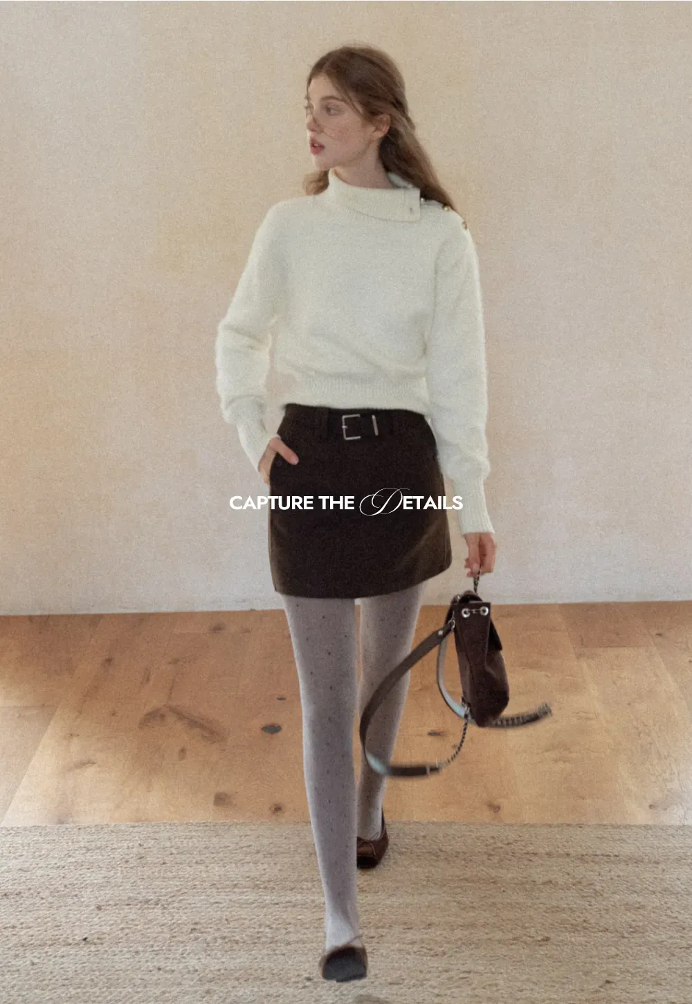 Button Shoulder Turtleneck Sweater