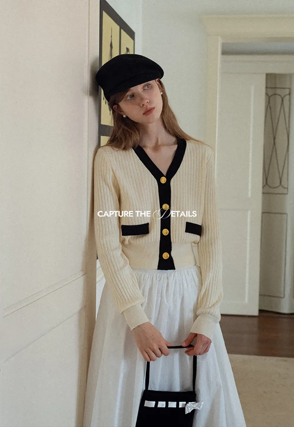 Contrast Trim Ribbed Knit Cardigan