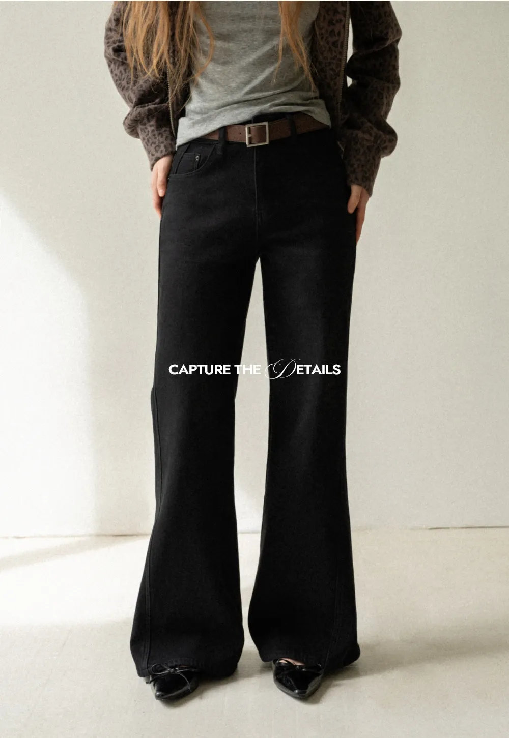 Womens High Rise Wide Leg Denim Pants