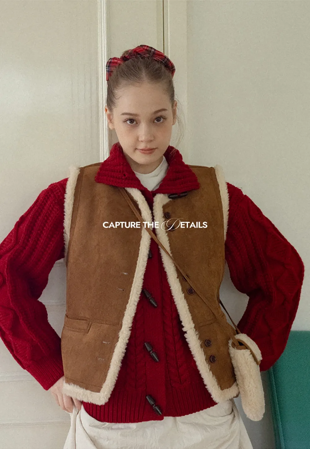 Loose Fit Turtleneck Sweater Cardigan with Cable Knit and Toggle Closure