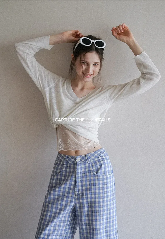 Women’s Gingham Wide-Leg Pants