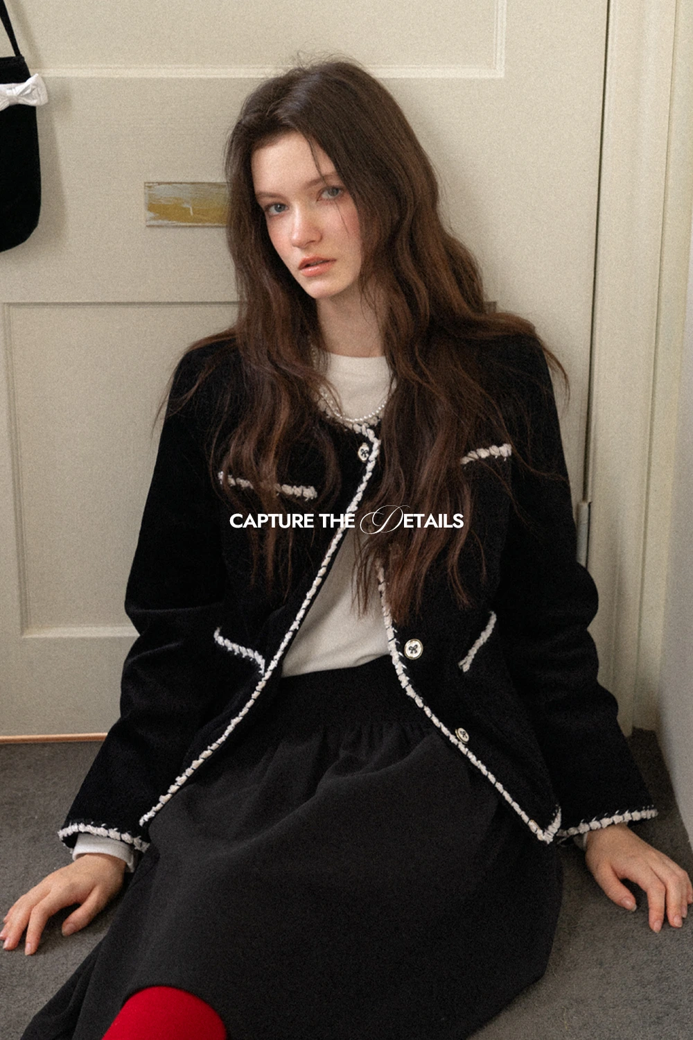 Womens Classic Contrast Trim Tweed Short Jacket