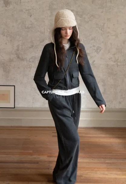 Women Fleece Jacket and Sweatpants Set