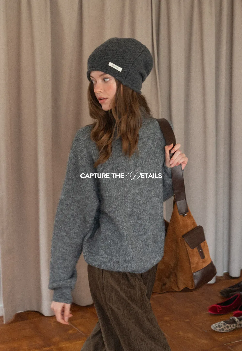 High-Neck Melange Knit Sweater