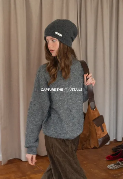 High-Neck Melange Knit Sweater