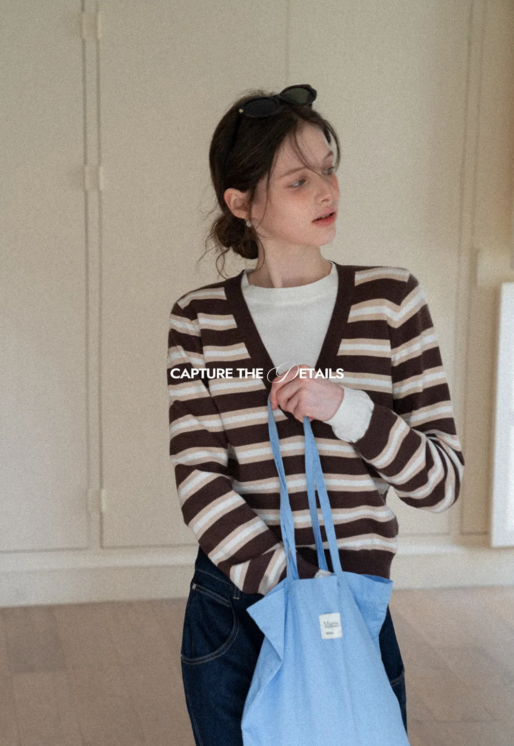 Layered V-Neck Striped Sweater