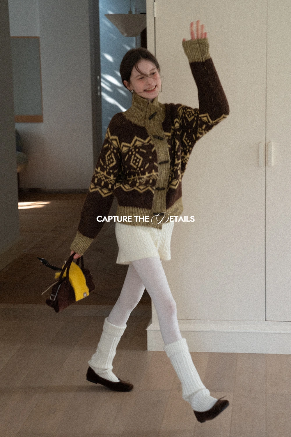 Vintage-Inspired Fair Isle Turtleneck Knit Sweater