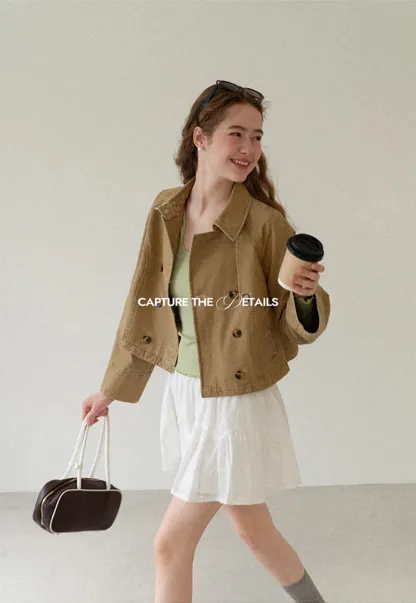 Cropped Double Breasted Short Jacket
