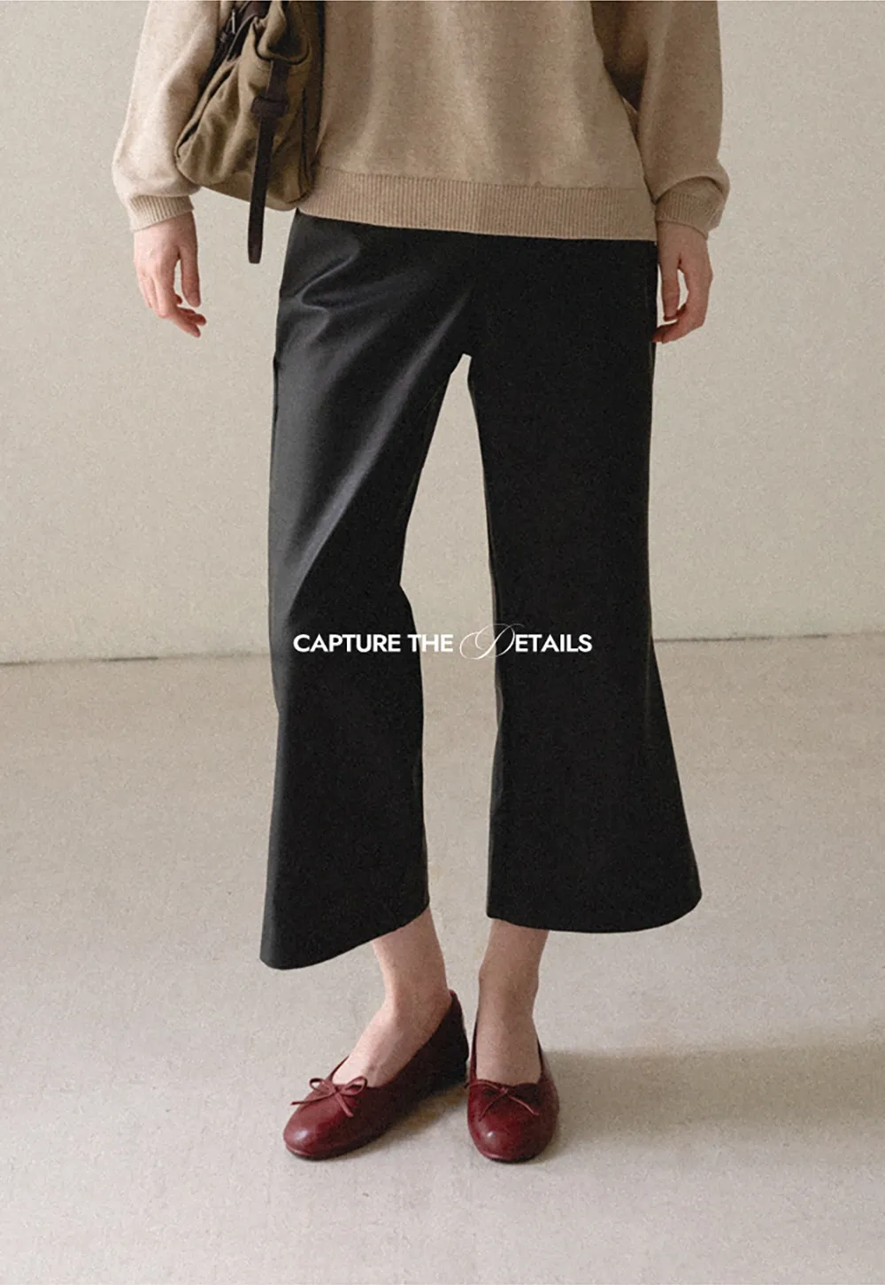 Pleated Wide Leg Leatherette Casual Pants