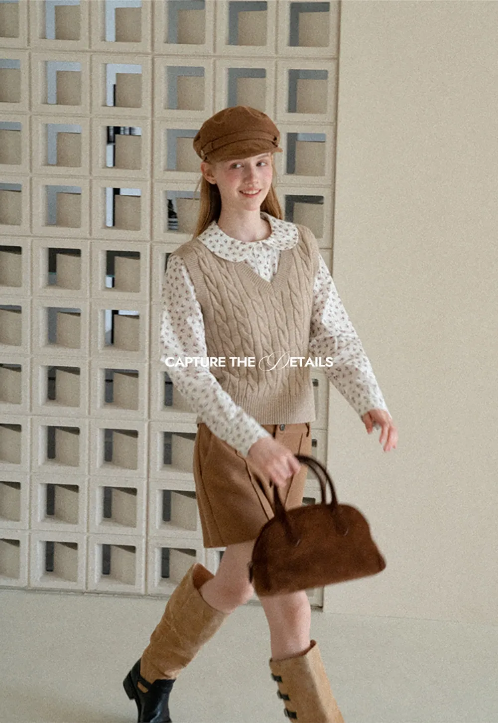 Cable Knit V Neck Sleeveless Sweater