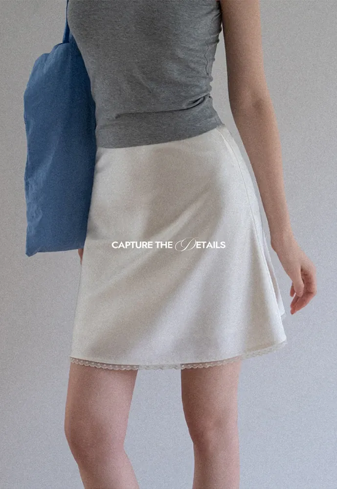 Women A-Line Mini Skirt With Lace Hem