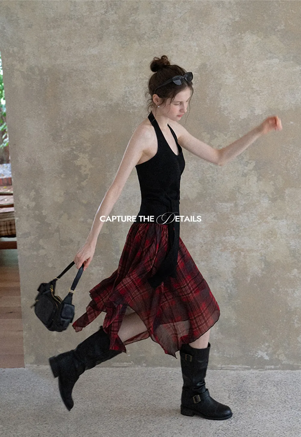 Women's Asymmetrical Plaid Midi Skirt 