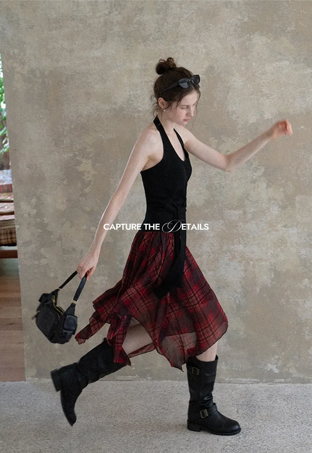 Women's Asymmetrical Plaid Midi Skirt 