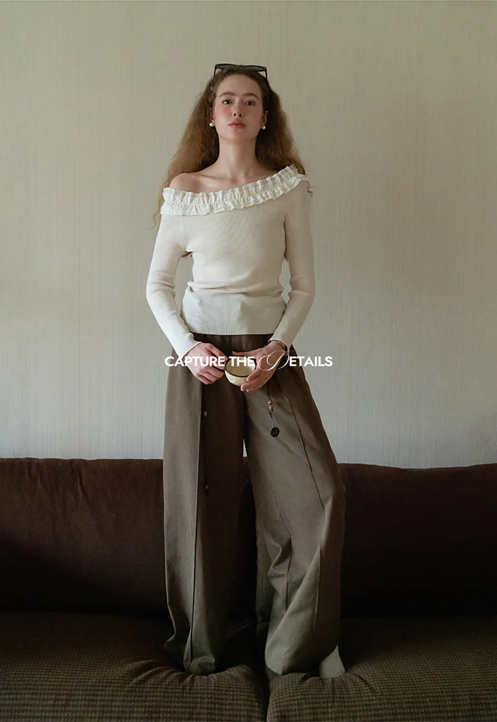 Wide-Leg Pants with Beaded Tassel Detail