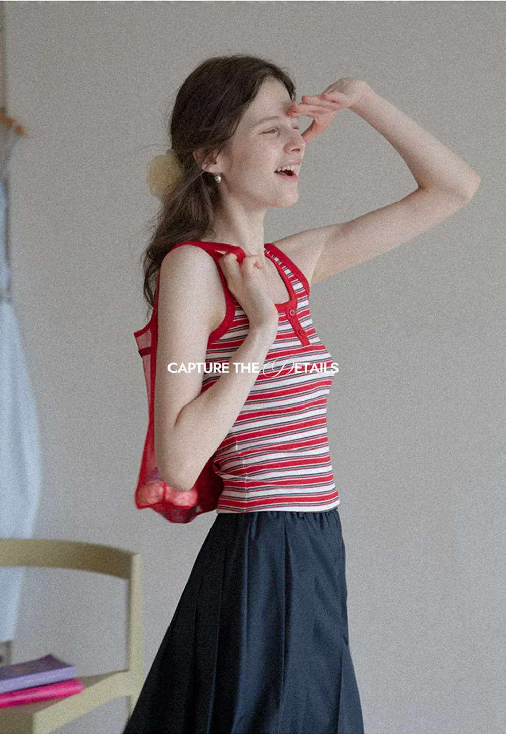 Women’s Striped Ribbed Henley Tank