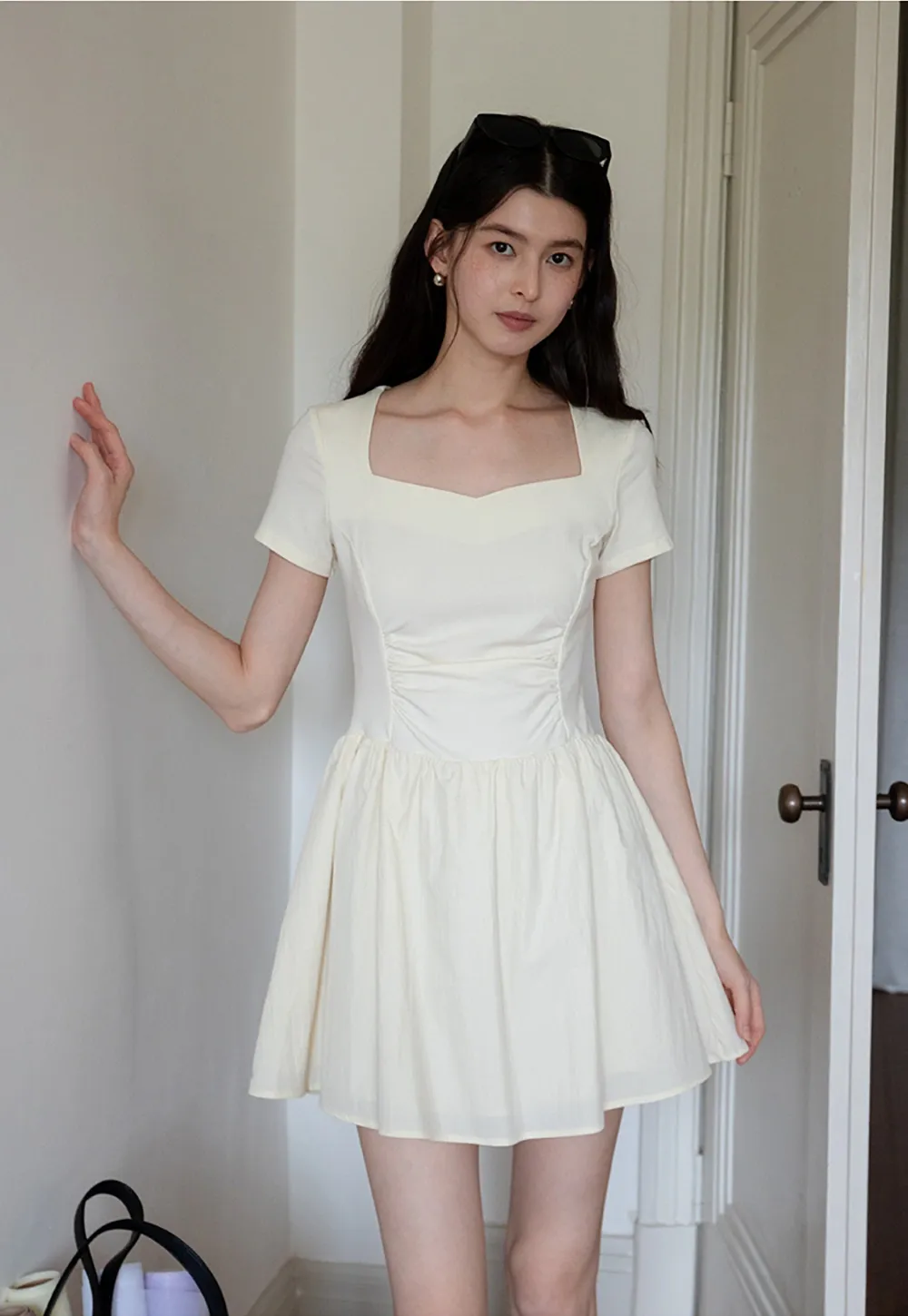 Square Neck Short Sleeve Dress for Women