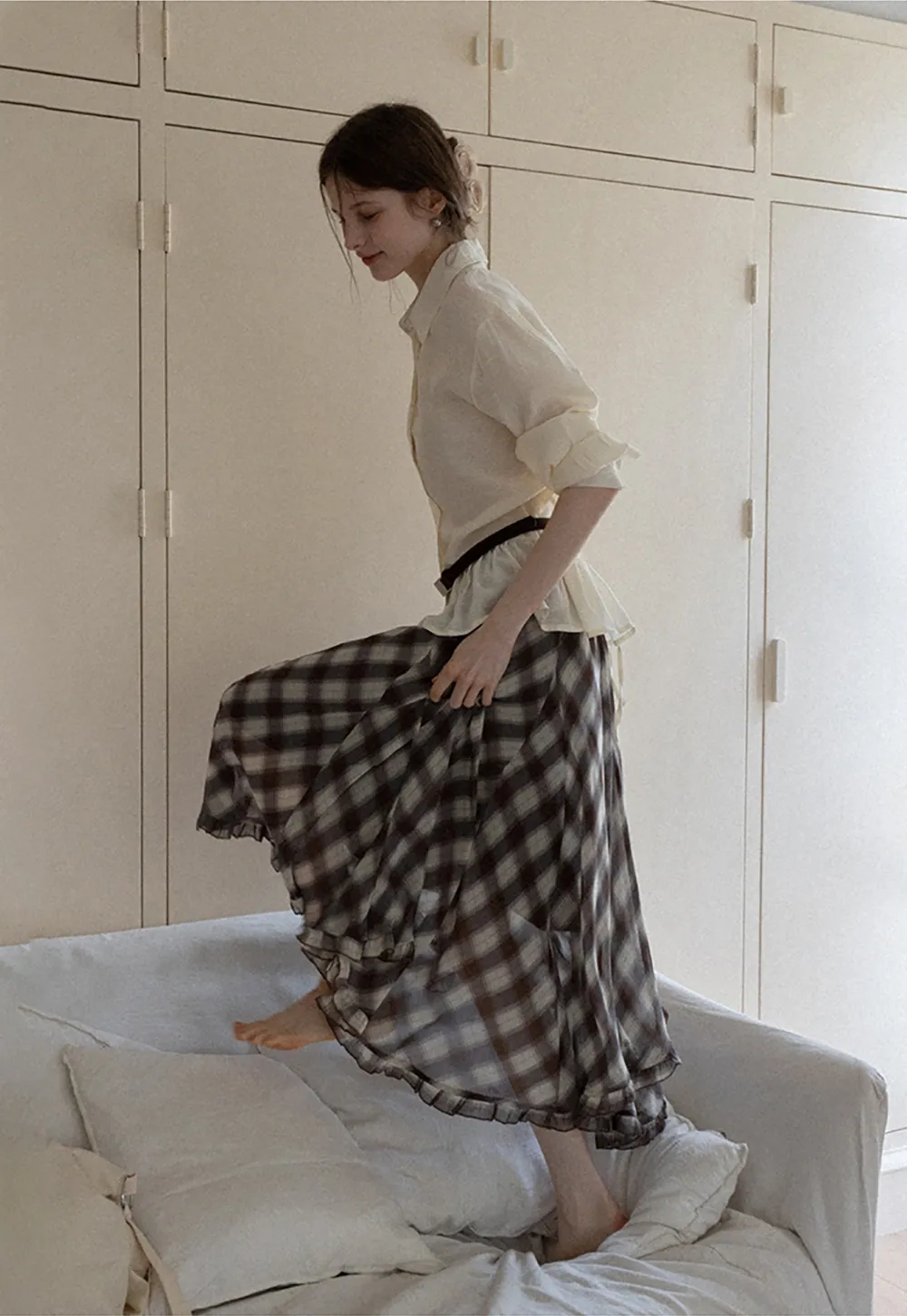 Women's Sheer Ruffle Hem Shirts