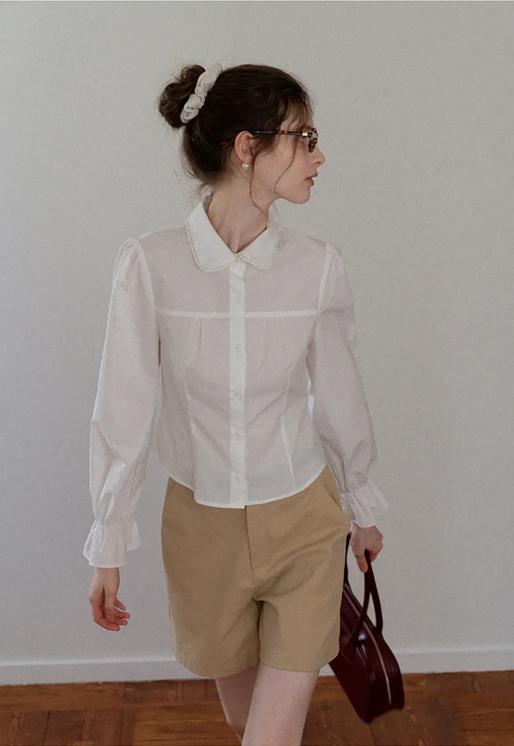 Women's Peter Pan Collar Long Sleeve Blouse