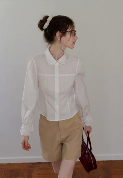 Women's Peter Pan Collar Long Sleeve Blouse